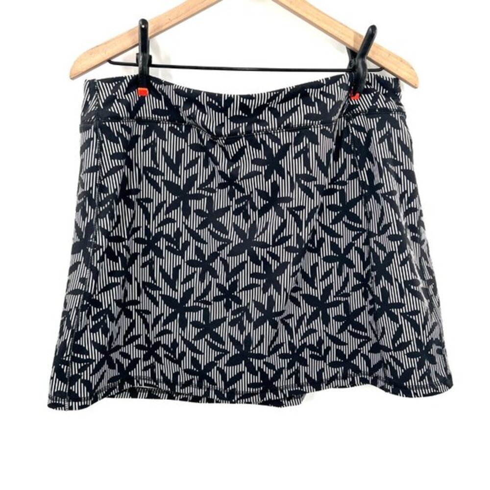 Lands' End Women's Active Knit Skort workout athletic L 14 16 black white preppy